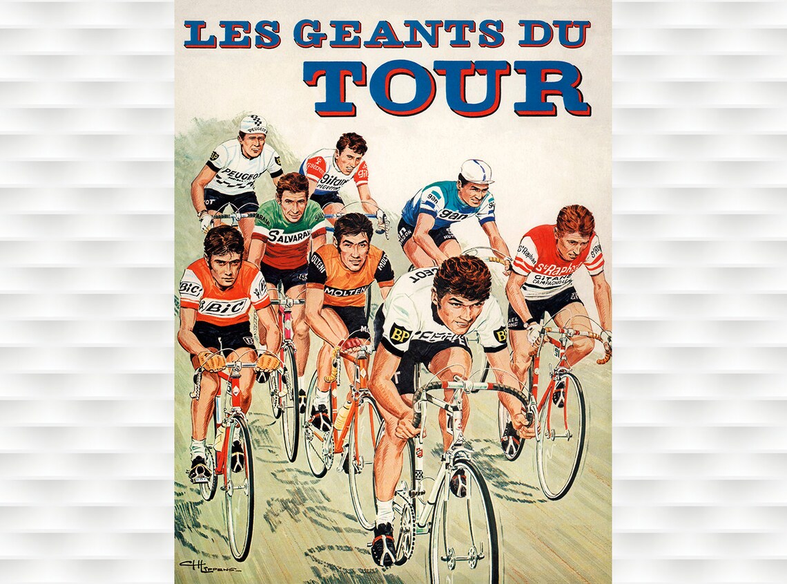 Les Geants du Tour Vintage Cycling Peloton Bicycle Racing Poster