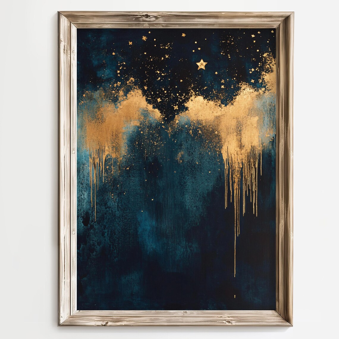 Celestial Starry Night Moon and Stars Art Print - Image 2