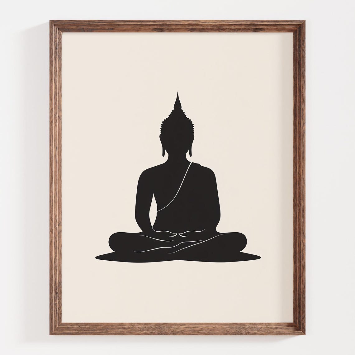 Minimalist Black Buddha Silhouette on Cream Background Poster - Image 4