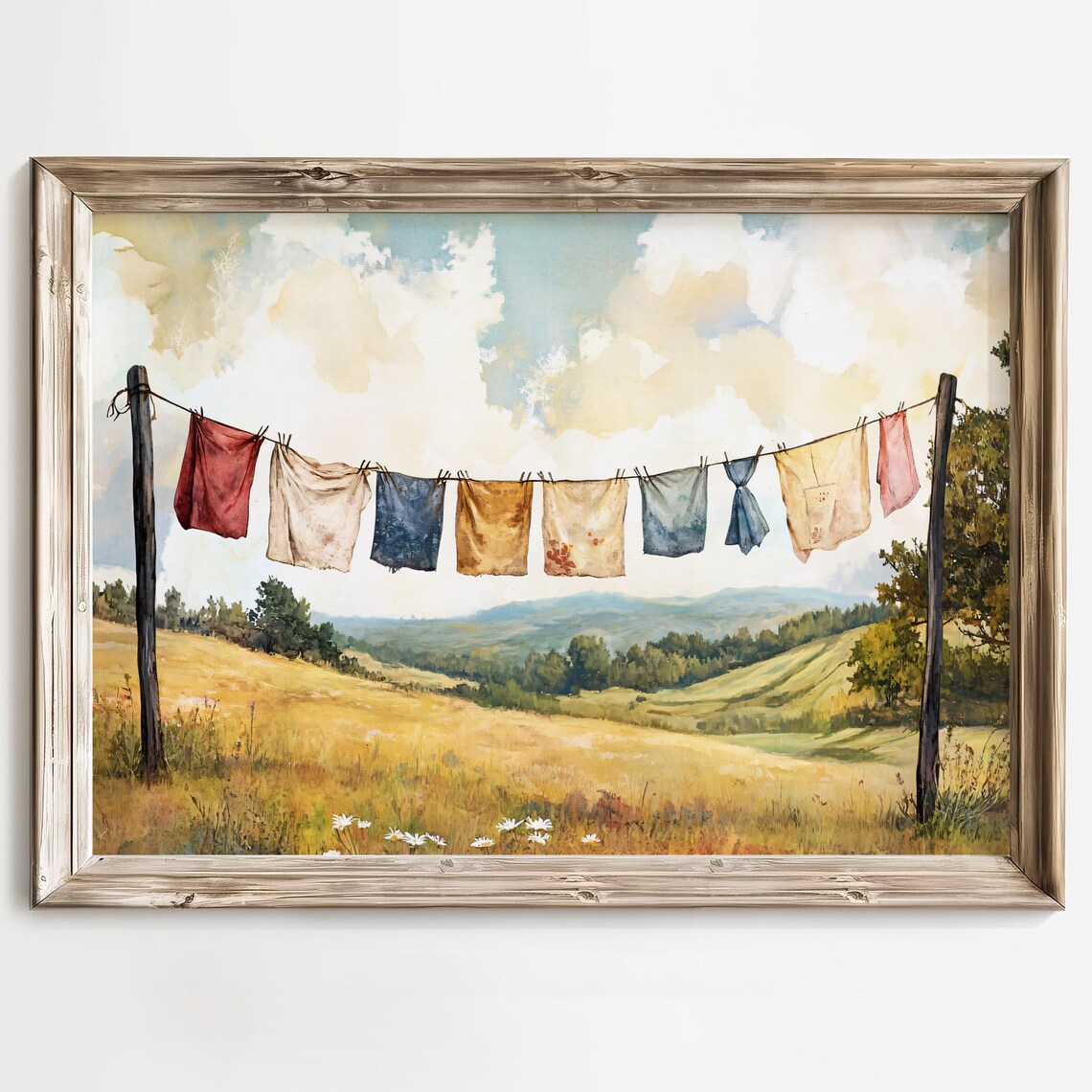 Rustic Laundry Country Landscape Art Print