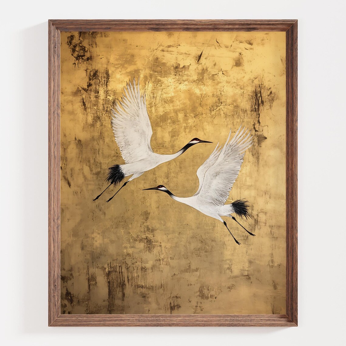Japanese Crane Gold Leaf Art Print, Minimalist - Image 4