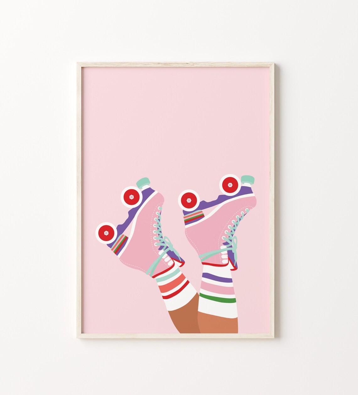 Retro Pink Roller Skates Poster, Preppy Dorm Decor - Image 2