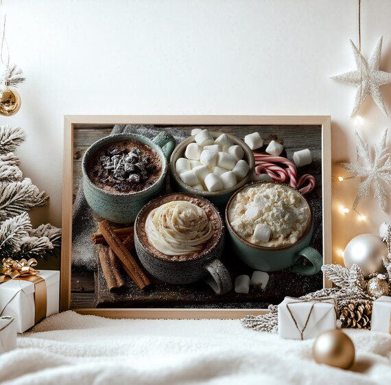 Rustic Hot Cocoa Bar Marshmallow Cinnamon Christmas Kitchen Poster