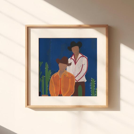 Retro Cowboy Poster Western Illustration Print Bedroom Art Boy Room Decor Funky Wall Print Hand Drawn Art Hallway Decor Art For Living Room