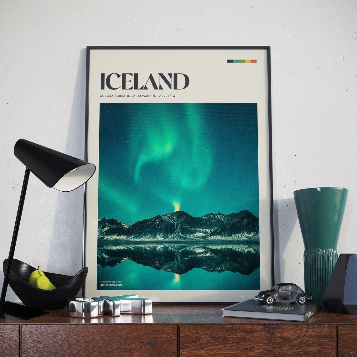 Iceland Retro Poster Design, Vintage Travel Poster