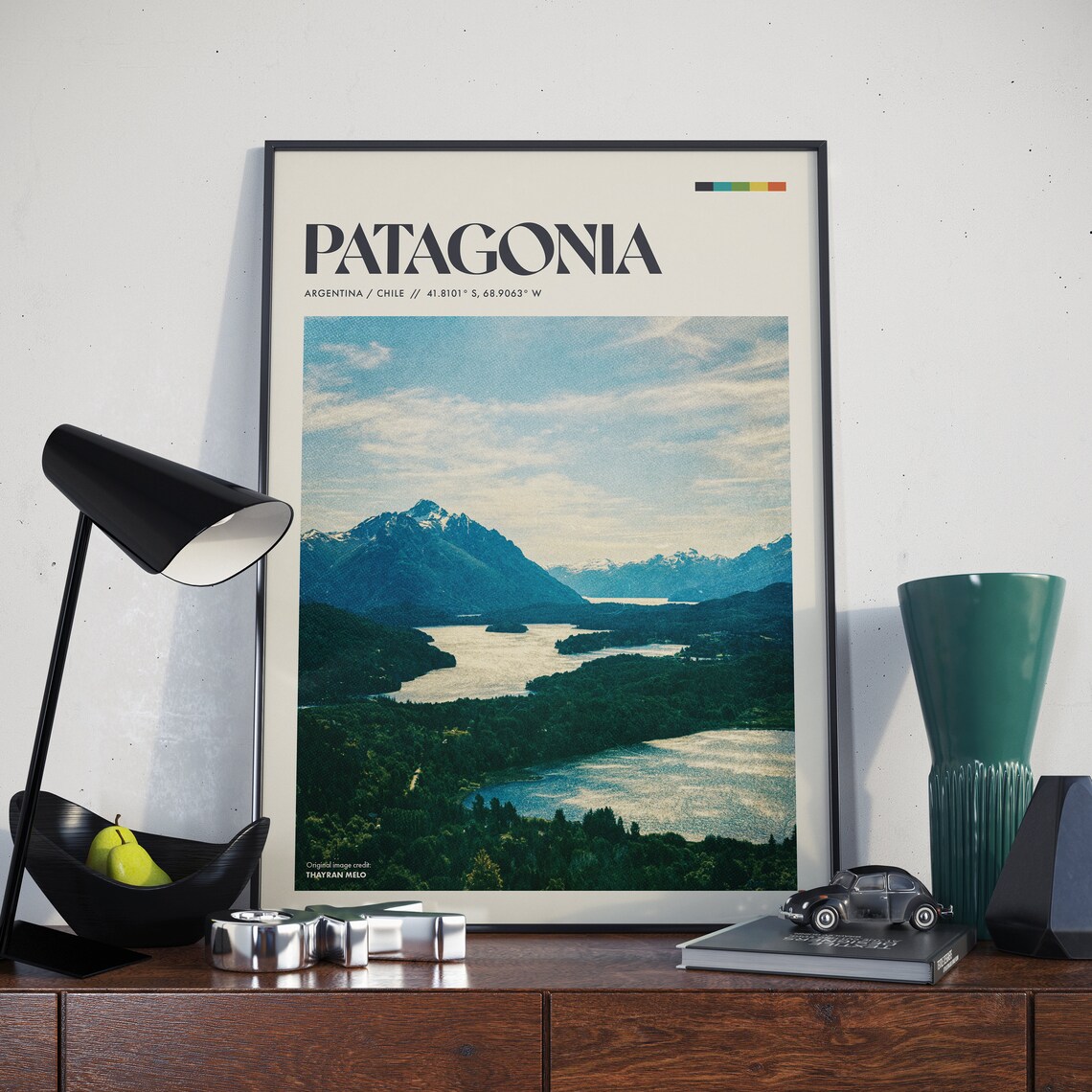 Retro Poster Design Mountain Range Photo Rustic Landscape Wall Art Decor Travel Gift Vintage Photography Print