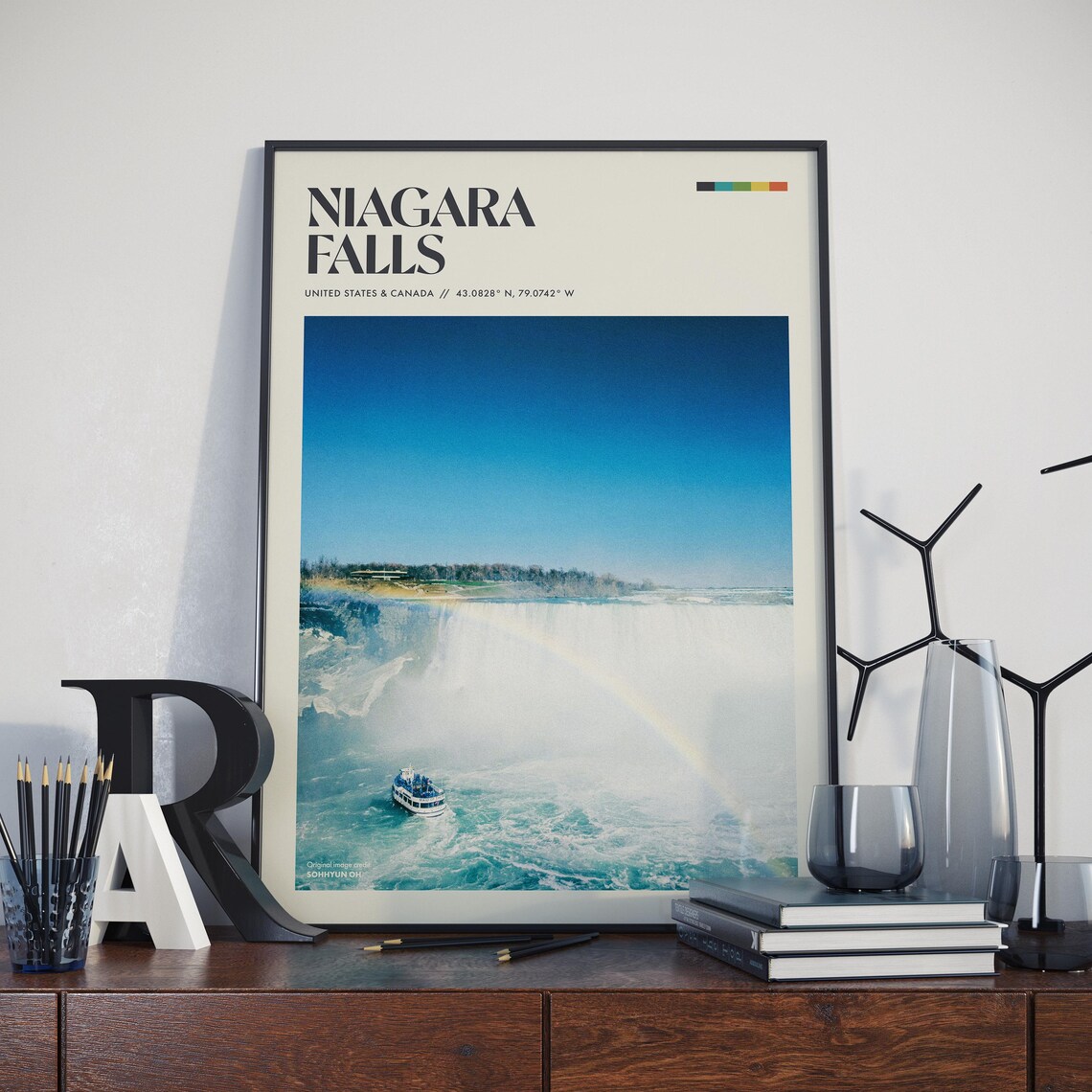 Niagara Falls Rainbow Boat Tour United States Canada Retro Travel Poster