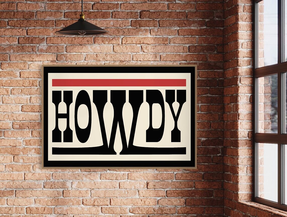 Howdy Typography Western Wall Decor, Cowboy Poster - Image 2