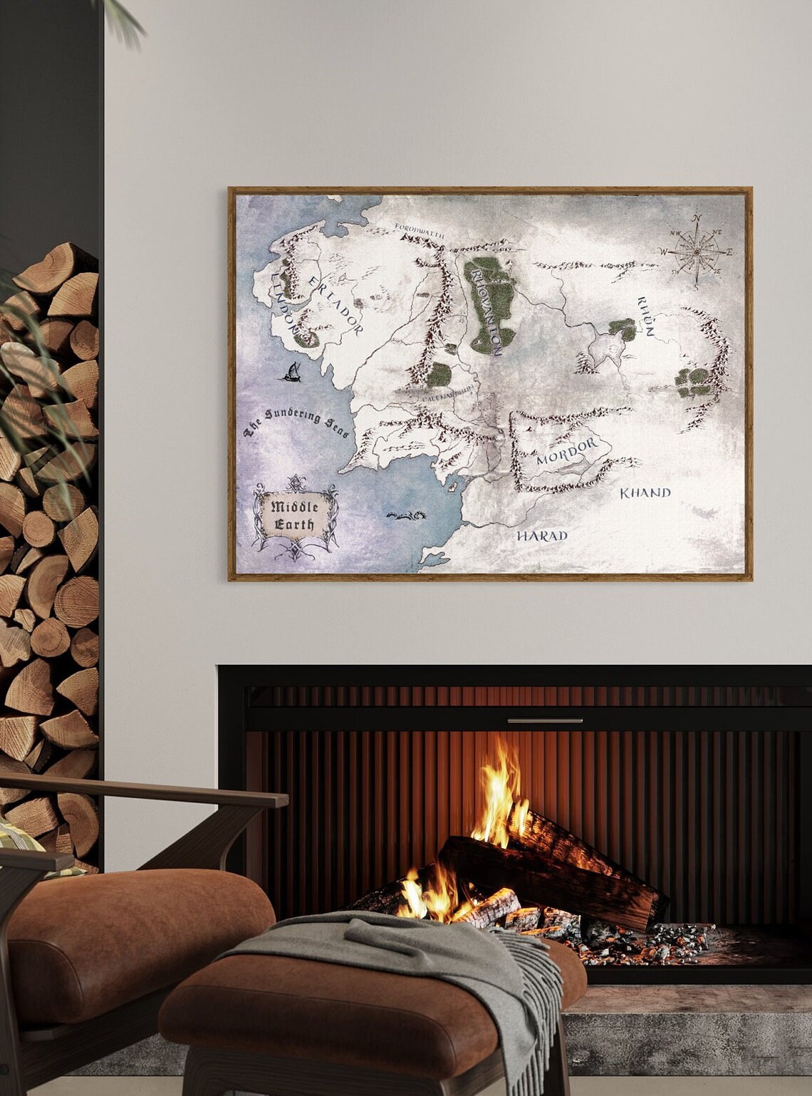Middle Earth Antique Map, Lord Of The Rings Travel Poster - Image 4