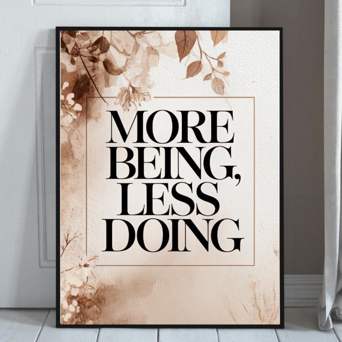 Mindfulness Quote, Floral Minimalist Art Print