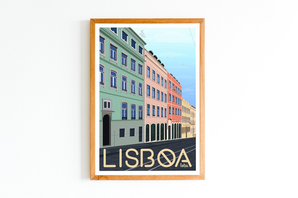 Lisbon Lisboa Portugal Vintage Travel Poster