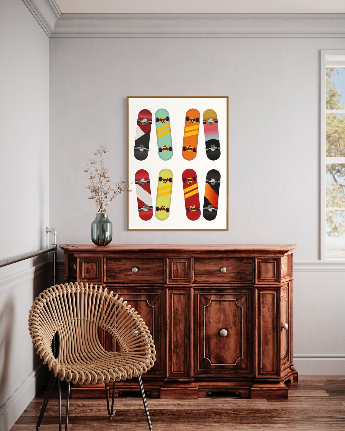 Colorful Retro Skateboard Deck Collection Teen Room Art Poster - Image 4