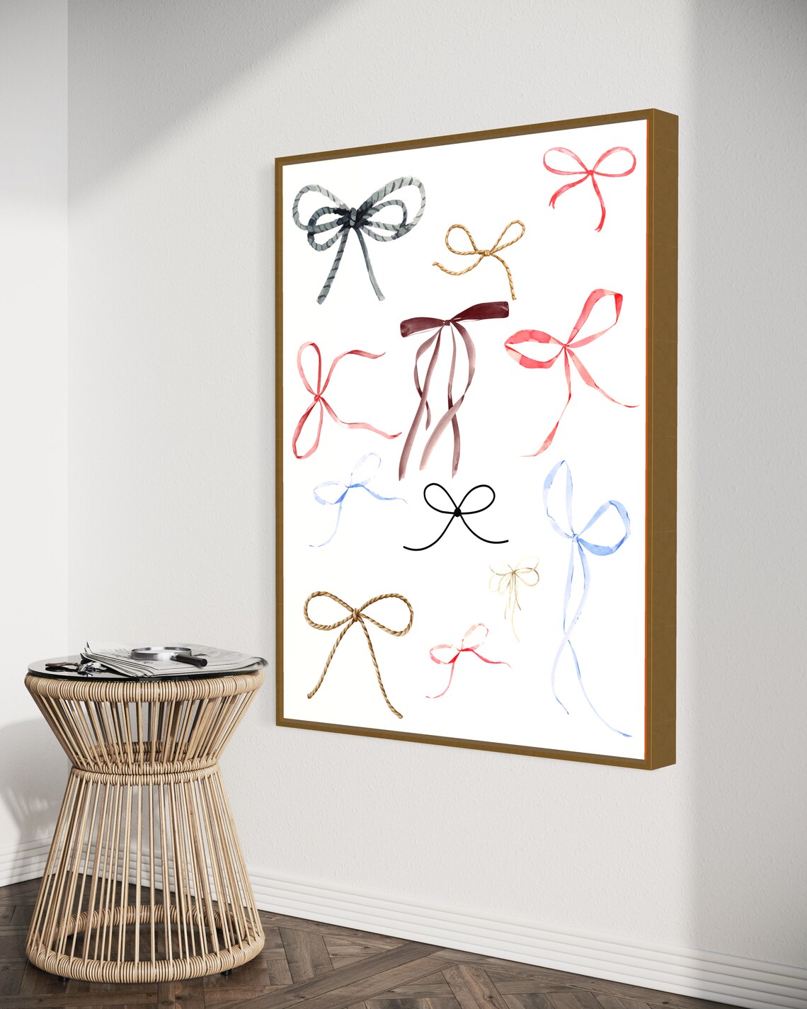 Watercolor Ribbon Bows Collage Coquette Colorful Girly Room Decor Poster - Image 3