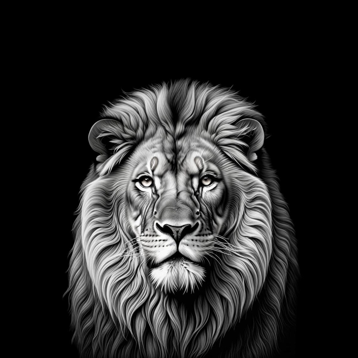 Black and White Lion Portrait With Majestic Wildlife Art Poster - Image 6
