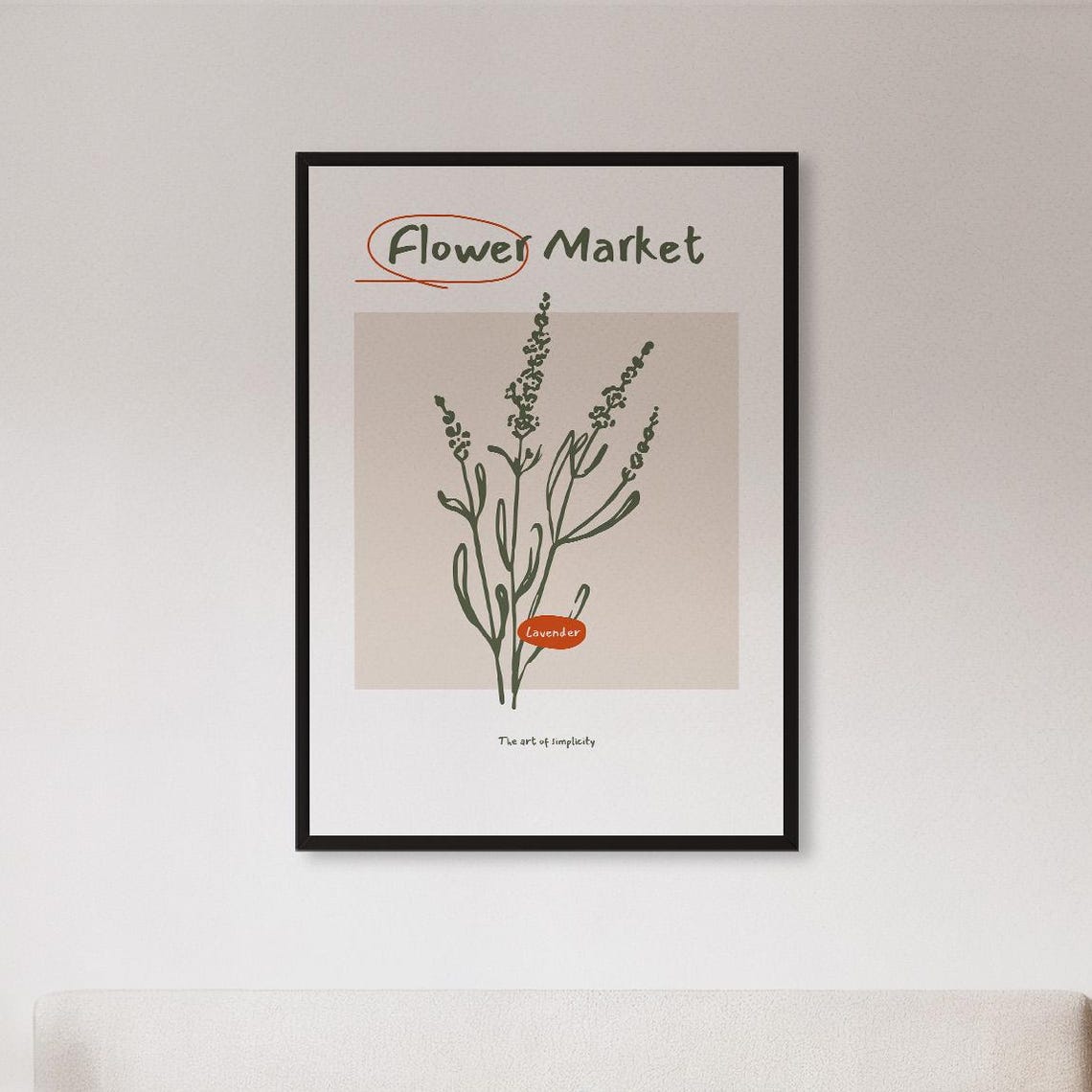 Lavender Flower Market Minimal Botanical Line Art Wall Poster