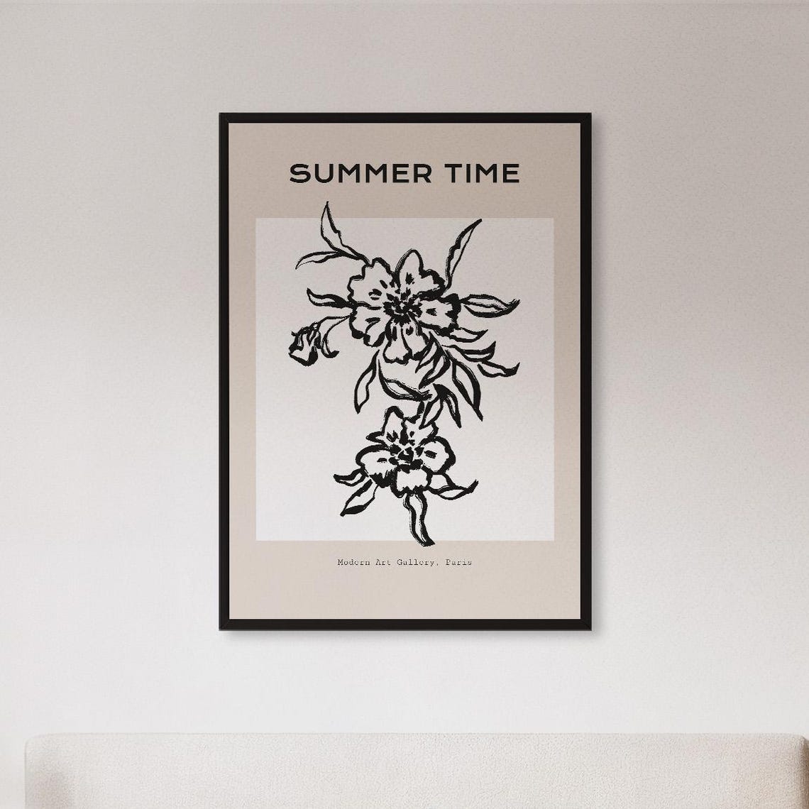 Summer Time Black Ink Floral Sketch Paris Gallery Art Poster