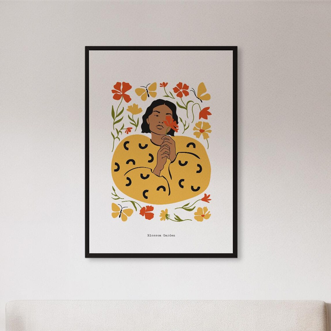 Blossom Garden Floral Woman Illustration Modern Botanical Poster