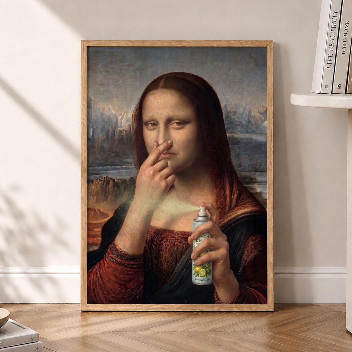 Mona Lisa Funny Bathroom Poster, Retro Humor Print