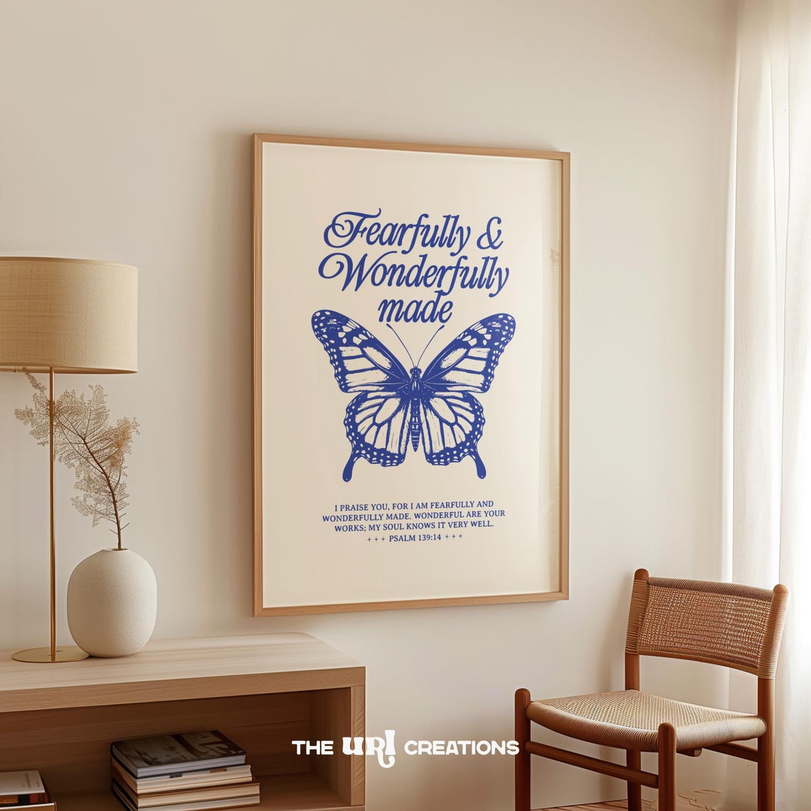 Fearfully and Wonderfully Made Blue Butterfly Psalm 139 Poster - Image 3