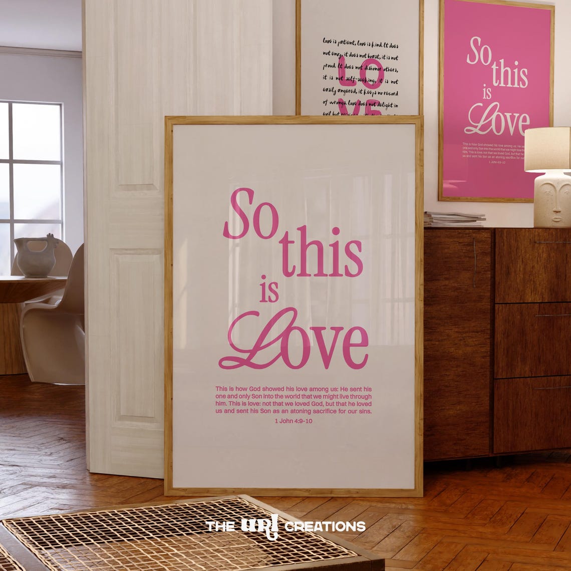 So This Is Love Pink Minimalist 1 John 4:9-10 Scripture Poster