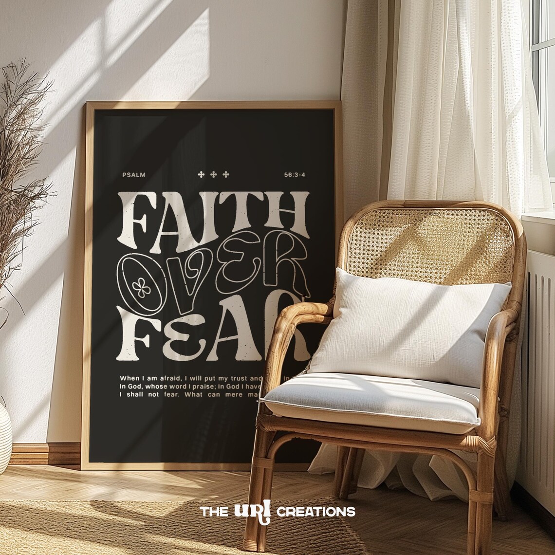 Faith Over Fear Christian Scripture Retro Art Print - Image 2