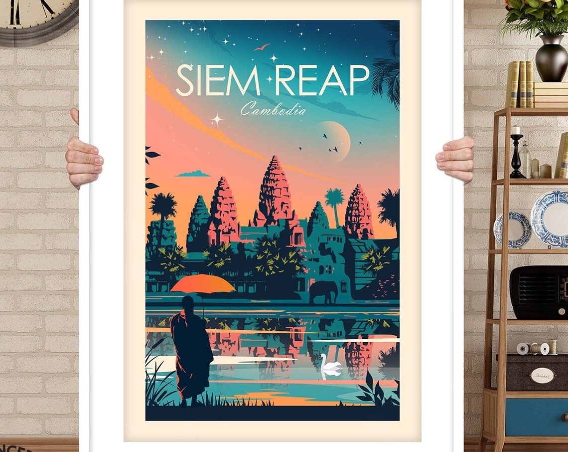 Siem Reap Traditional Travel Poster, Angkor Wat - Image 3
