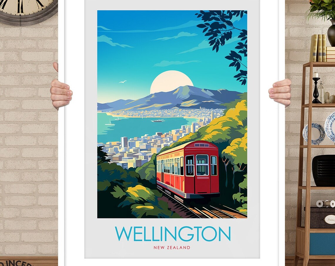 Wellington, New Zealand Travel Poster, Harbor City - Image 3