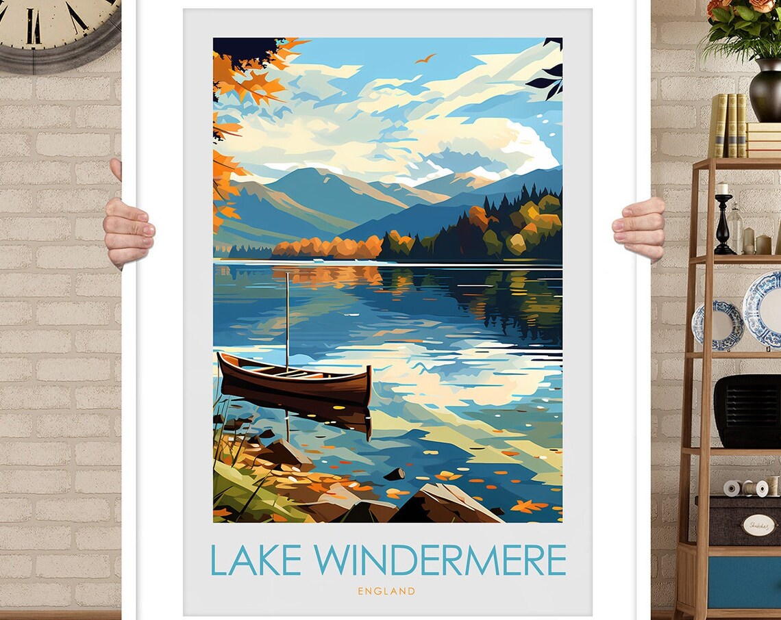 Lake Windermere Minimal Travel Poster, Cumbria - Image 3