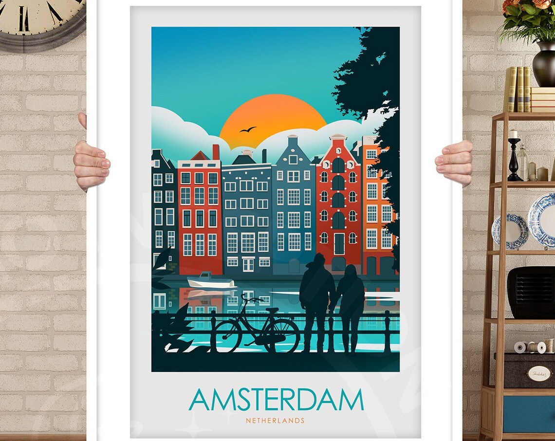 Amsterdam Travel Poster, The Netherlands City Print - Image 3
