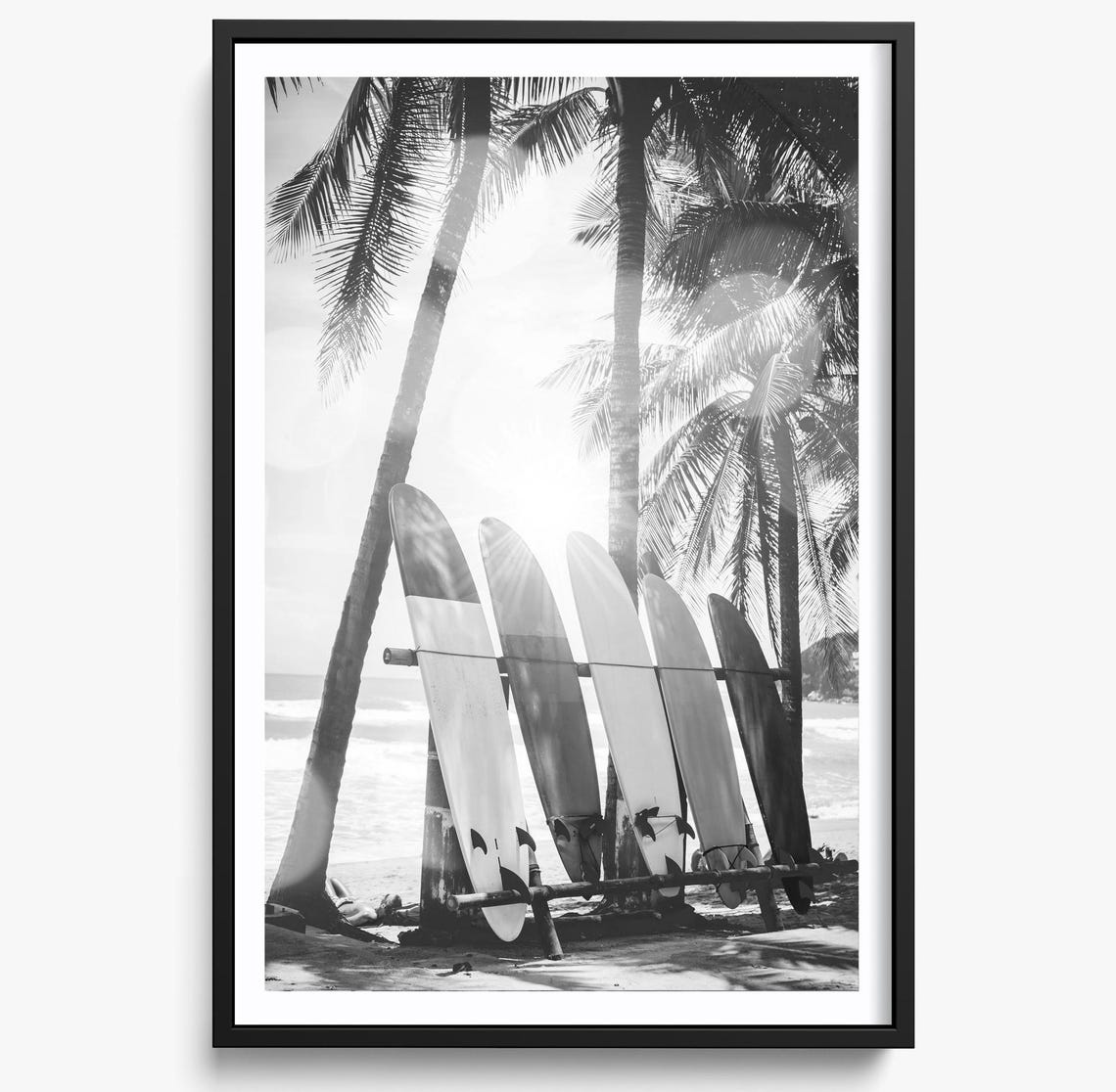 Black And White Surfboard, Minimalist Photography