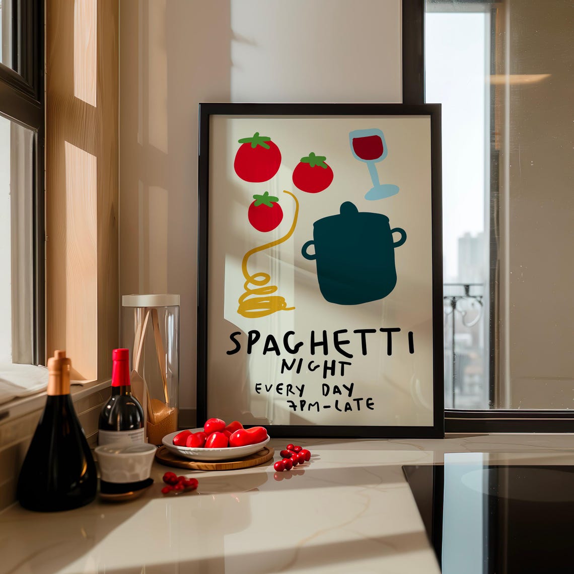 Spaghetti Night Every Day 7pm Late Playful Pasta Party Poster - Image 2