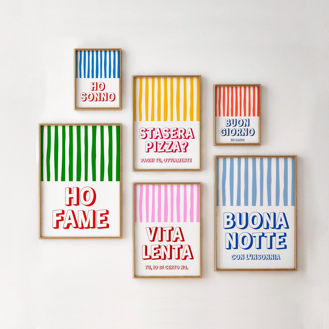 Buona Notte Italian Good Night With Insomnia Blue Stripe Poster - Image 2
