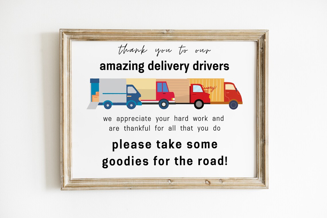Delivery Driver Thank You Sign, Take a Treat