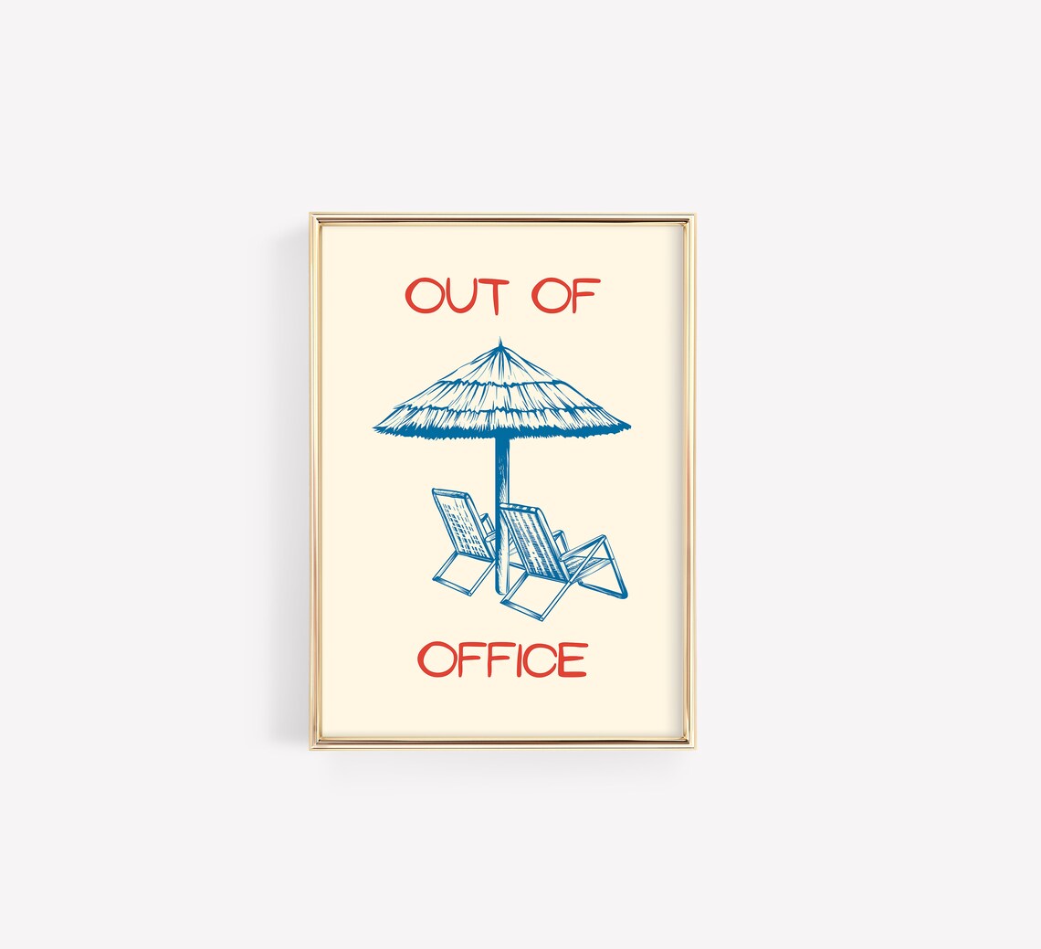 Out Of Office Tropical Beach Poster, Retro Typography - Image 2