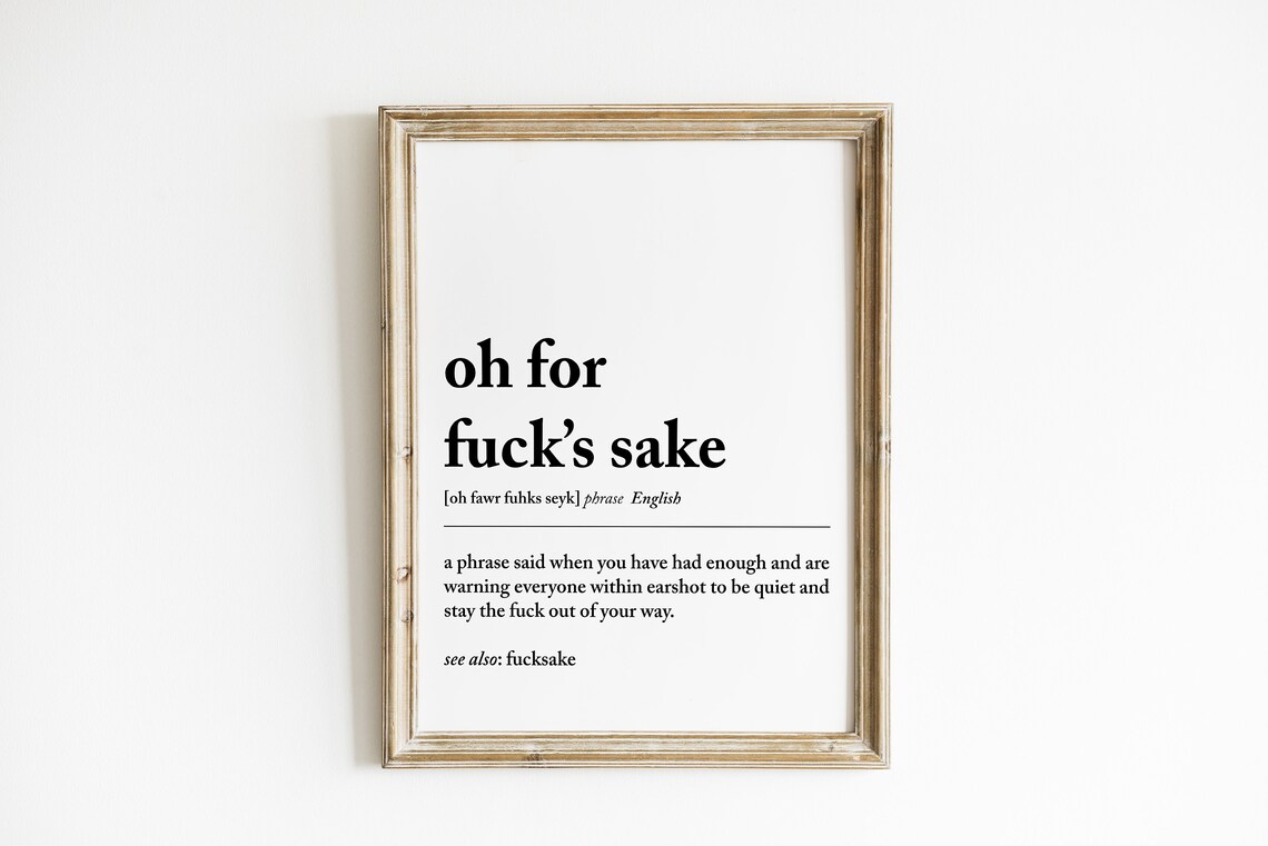 Fuck Definition Funny Typography, Home Office Art Print