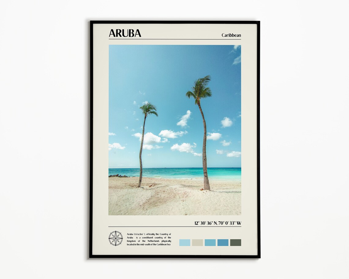 Aruba Poster Print, Caribbean Wall Decor