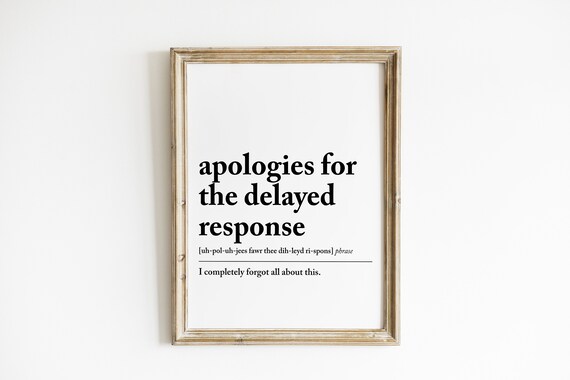 Funny Apologies for Delayed Response Office Email Dictionary Poster
