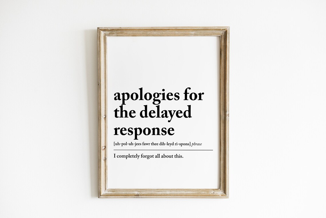 Funny Apologies for Delayed Response Office Email Dictionary Poster
