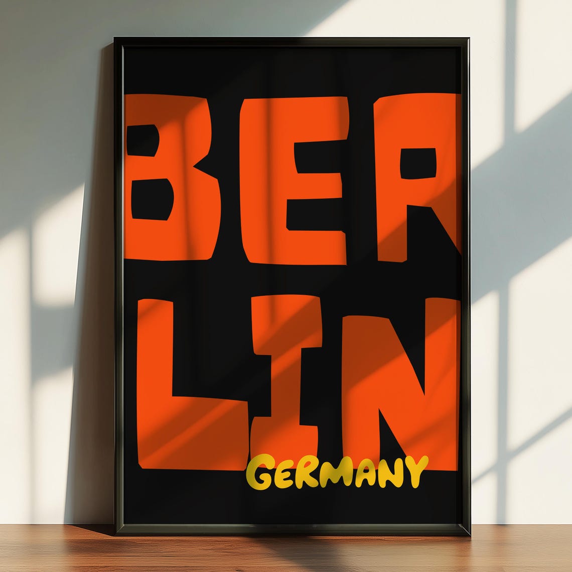 Berlin Germany Bold Orange Retro Block Typography City Poster - Image 2