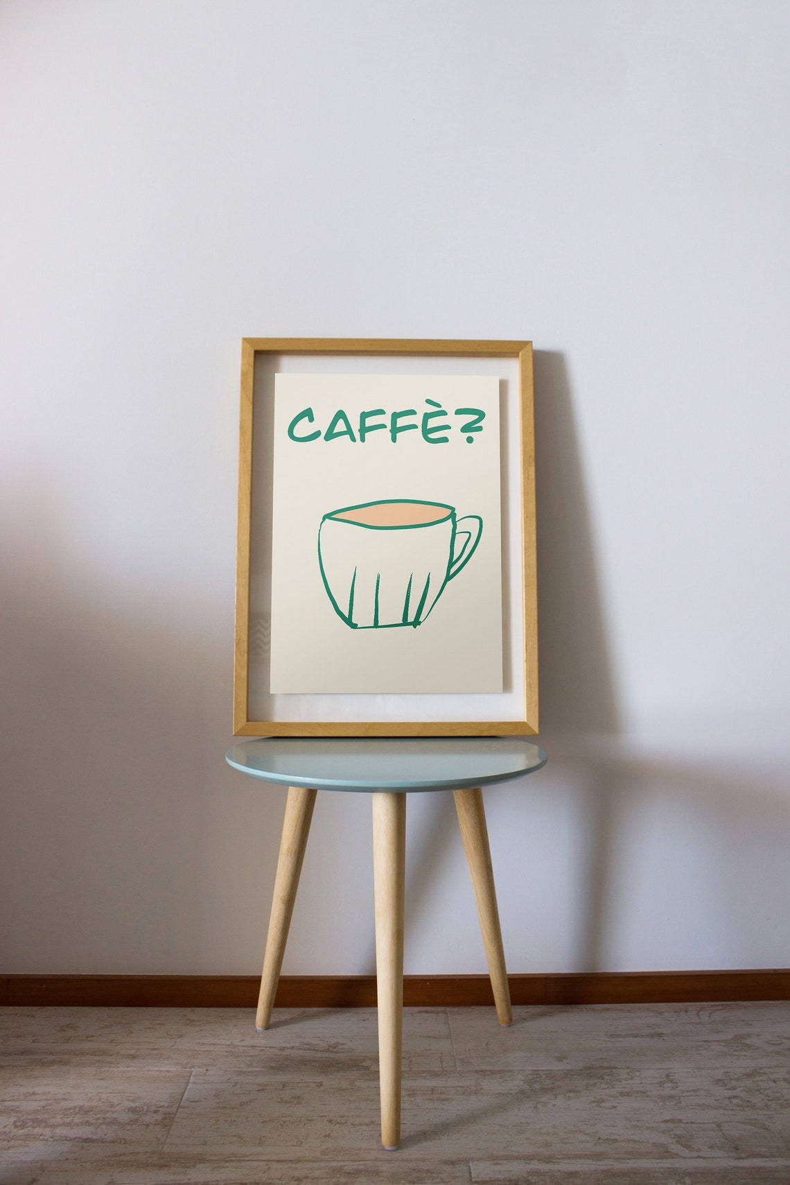 Caffe Question Mark Green Coffee Cup Italian Kitchen Wall Poster - Image 2
