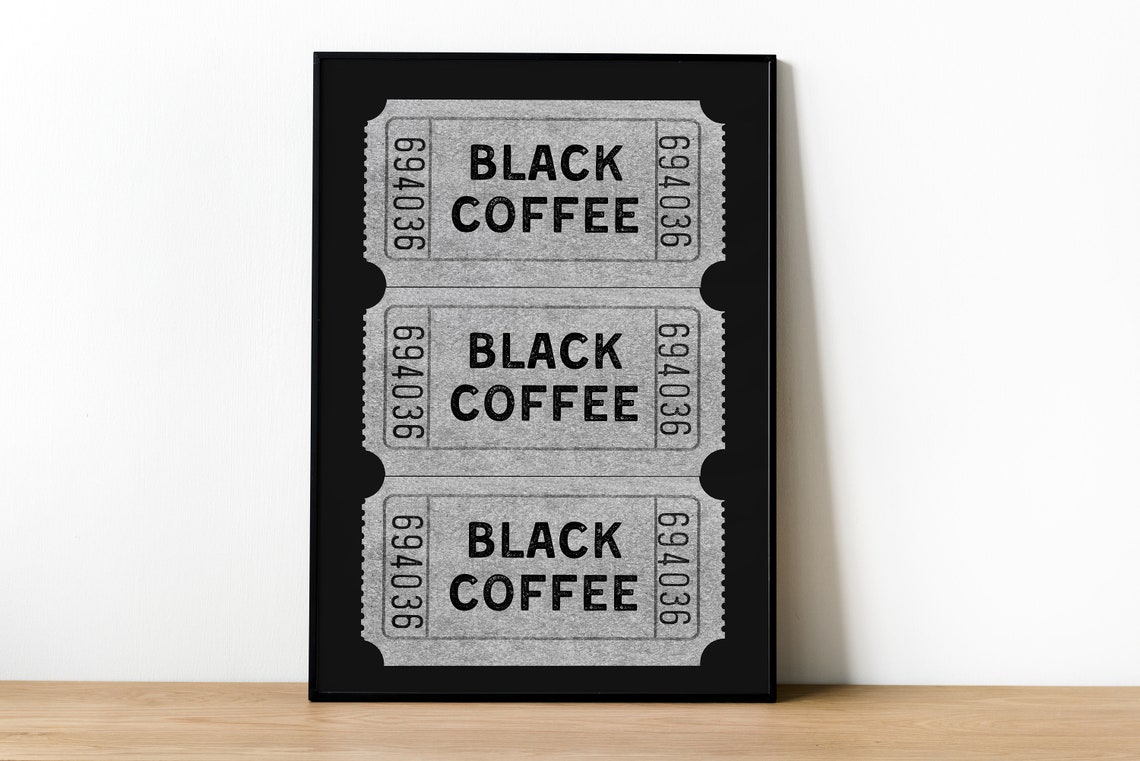 Black Coffee Vintage Ticket Trio Retro Kitchen Cafe Wall Art