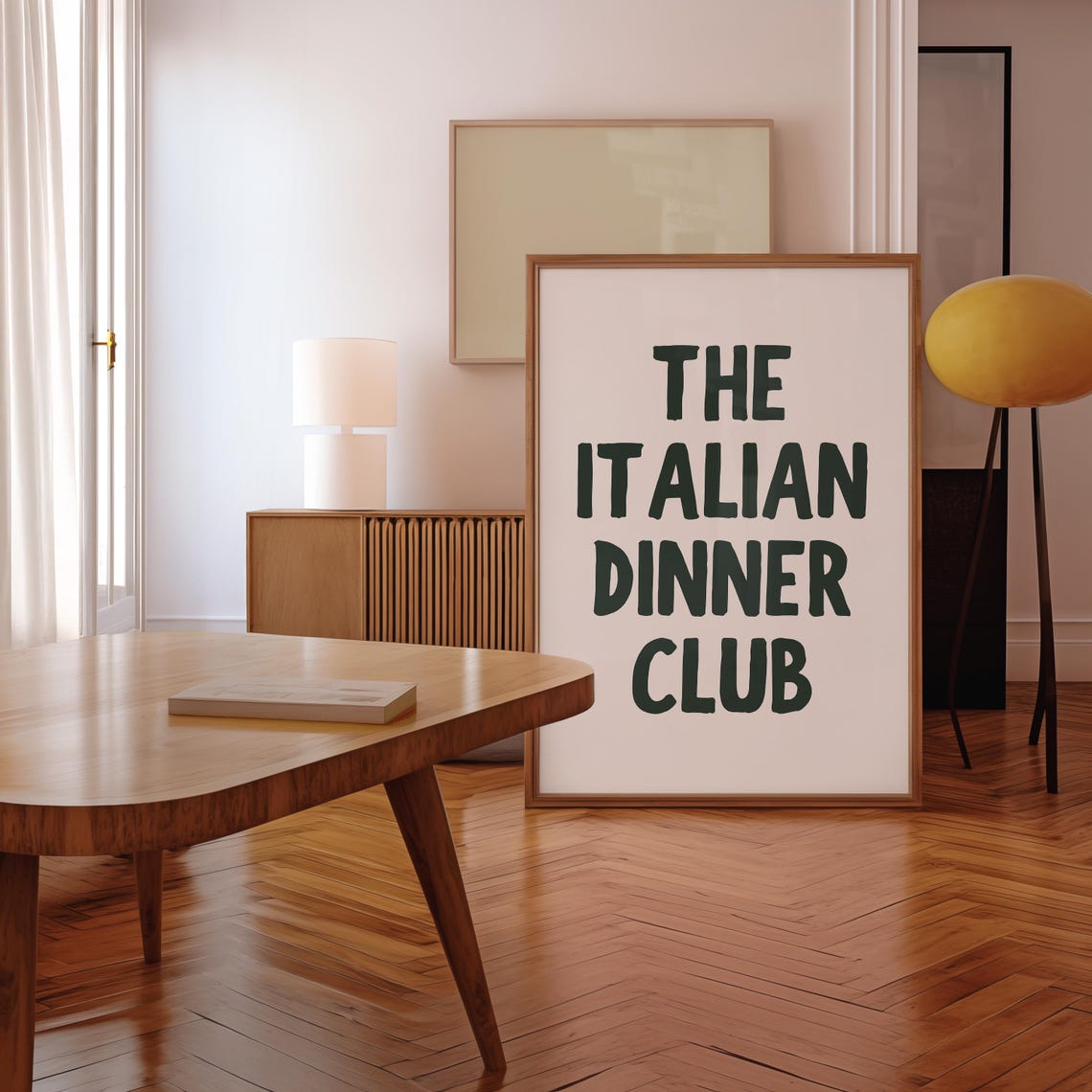 The Italian Dinner Club Bold Black Hand Lettered Kitchen Poster - Image 2