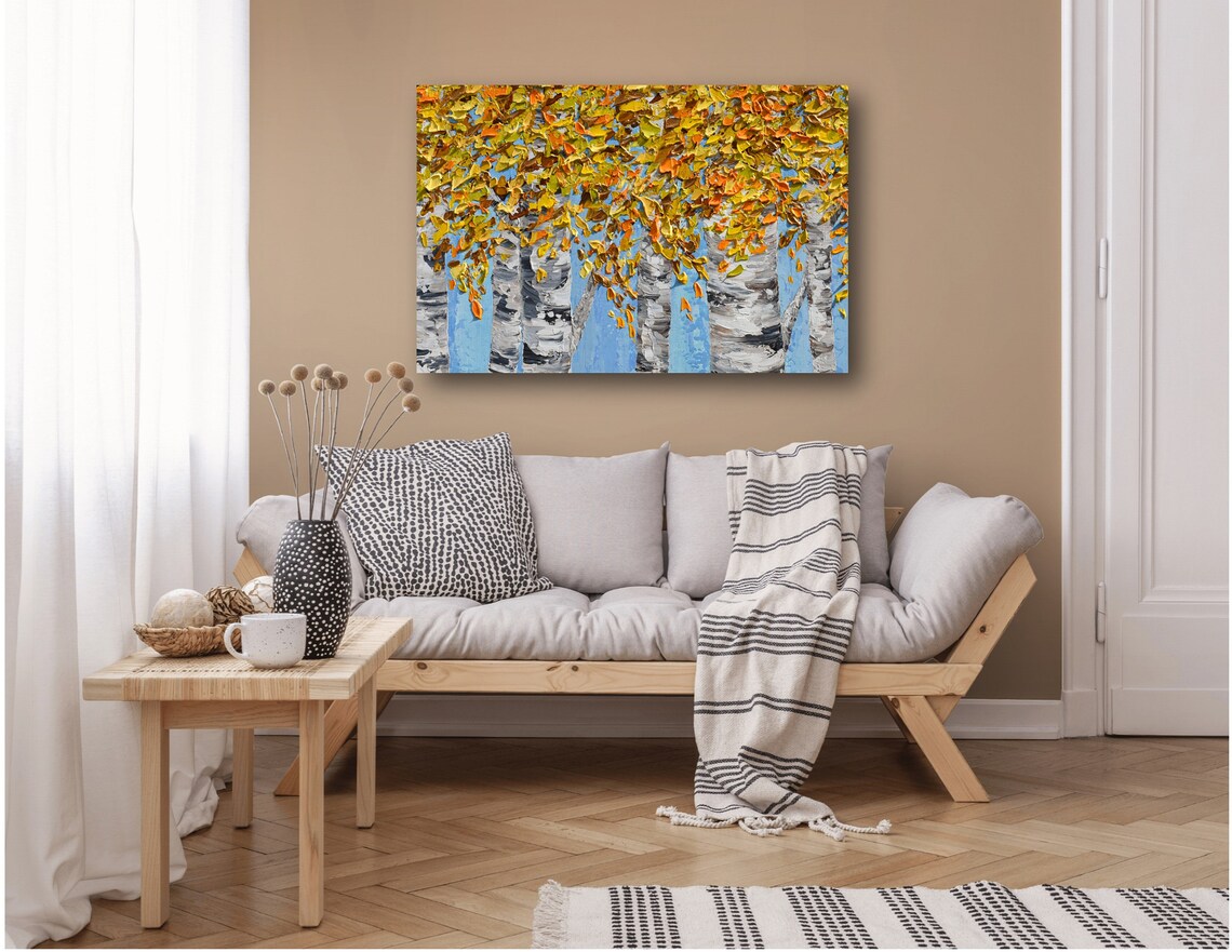Birches Painting Print, Fall Trees Wall Art - Image 2