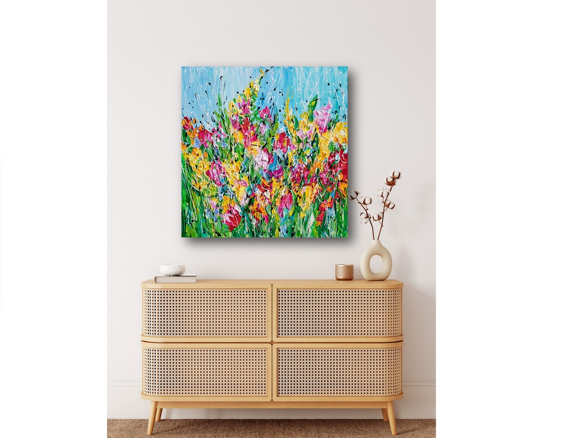 Abstract Wildflower Garden Painting Colorful Impasto Floral Art Poster - Image 2