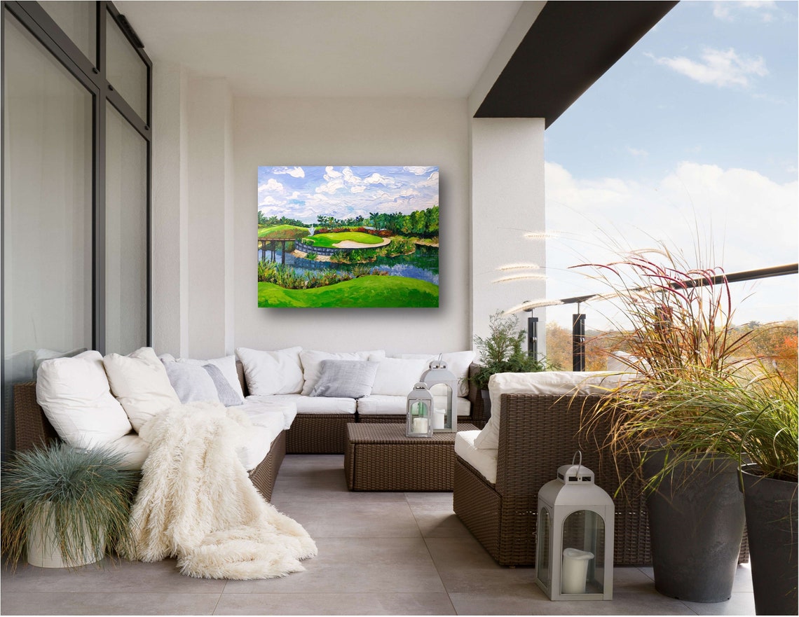 Golf Course Print Of Original Impressionist Painting Palette Knife Wall Art Golf Gift - Image 3