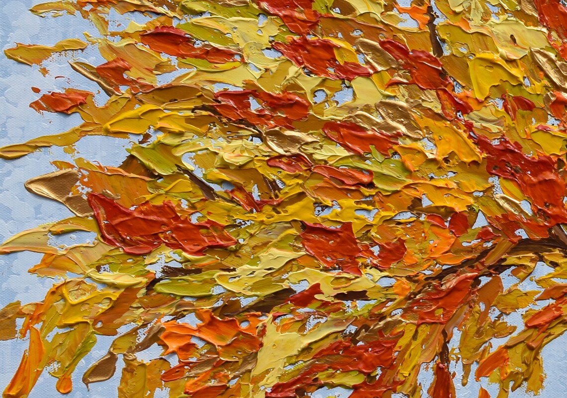 Autumn Tree Painting, Textured Fall Landscape - Image 2