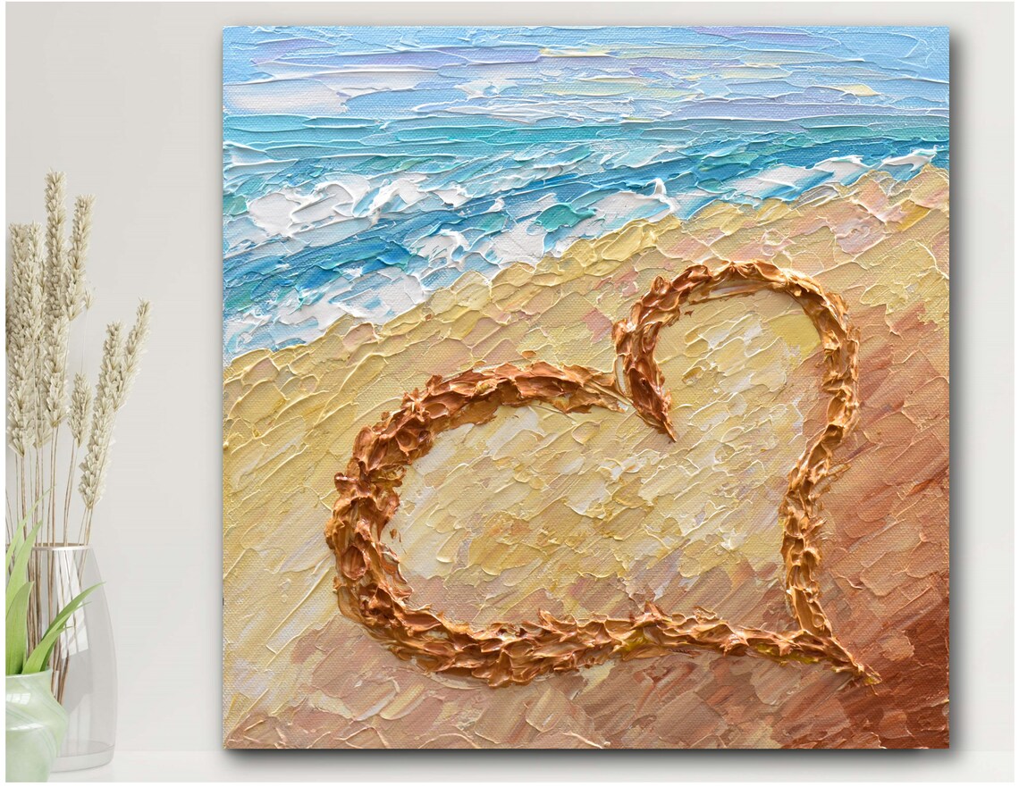 Heart On The Beach Art Print, Sandy Love Friendship