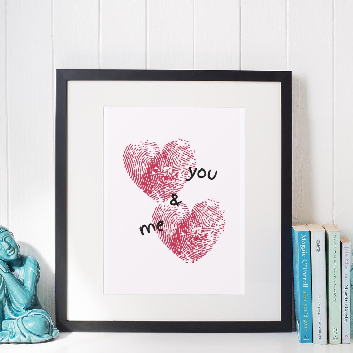 You Me Pale Pink Background With Red Heart Poster - Image 3
