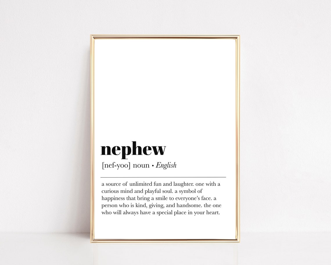 Nephew Definition Gift Funny Dictionary Art Typography Wall Poster