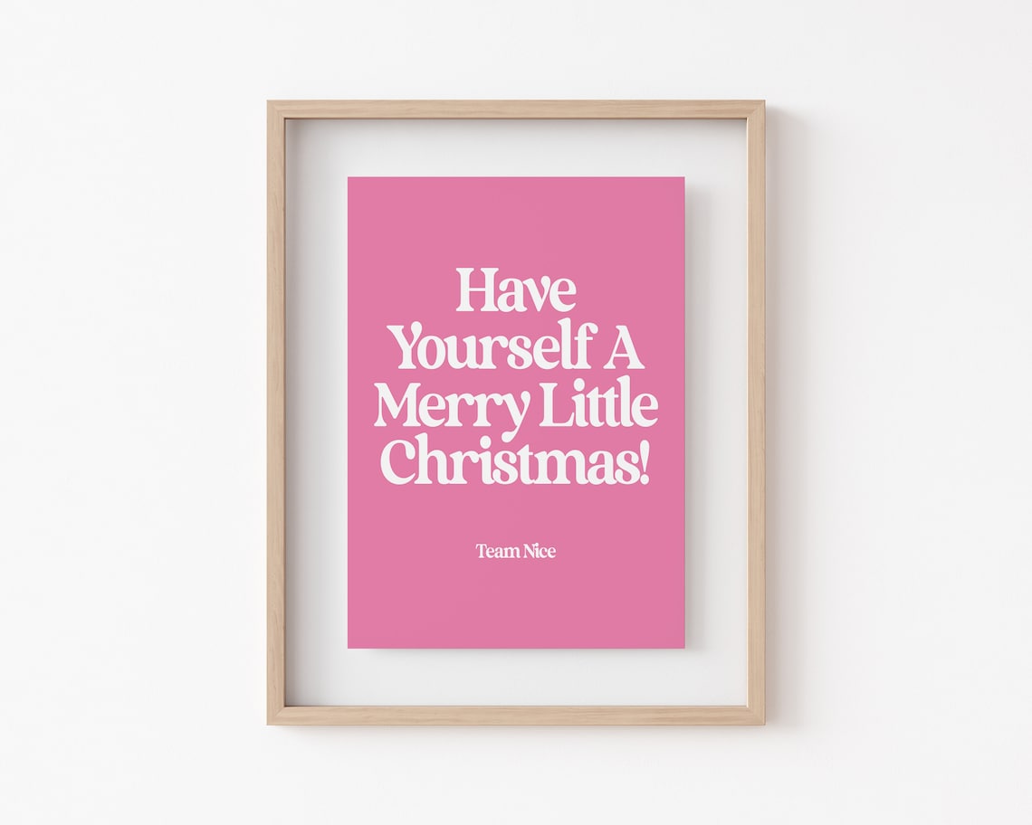 Pink Christmas Decor Merry Little Christmas Art Print